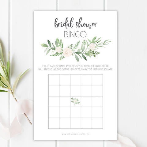 Eucalyptus Bridal Shower Bingo