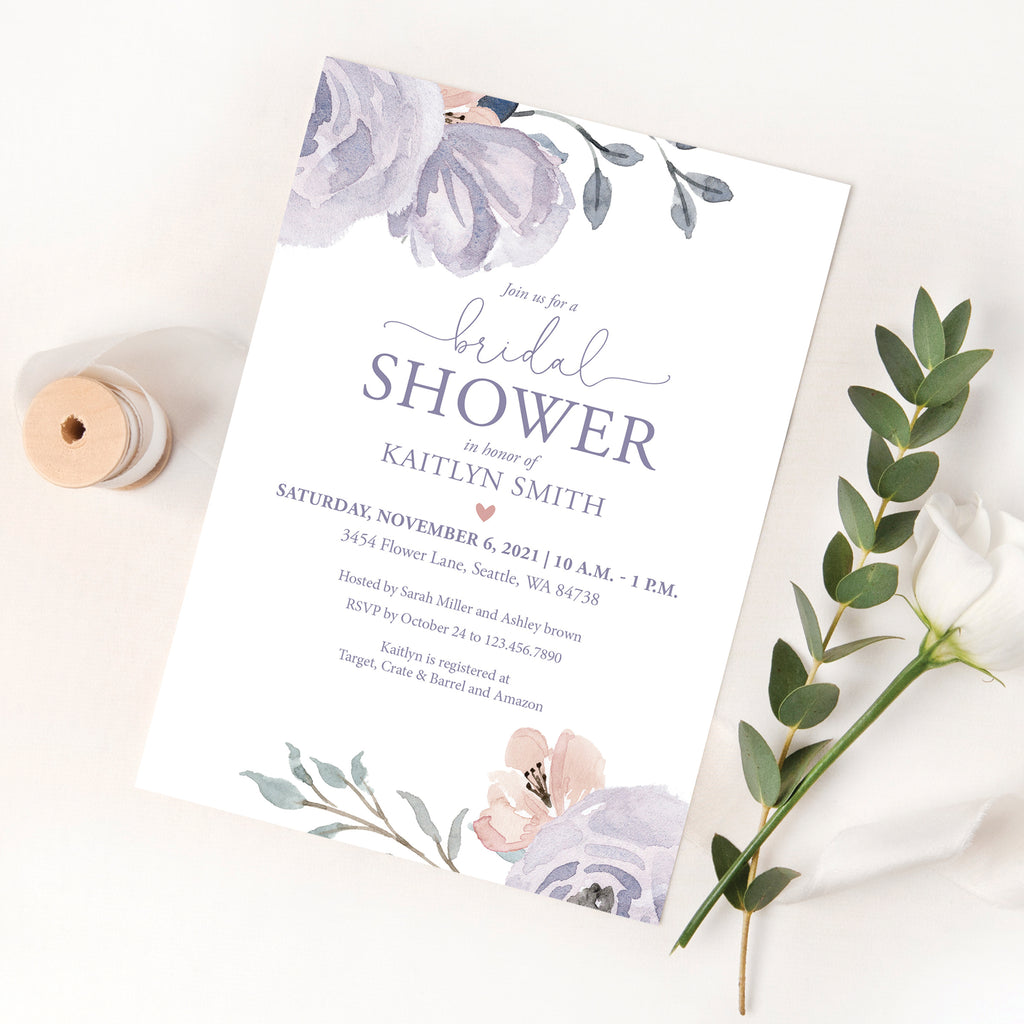 Watercolor Floral Bridal Shower Invitation