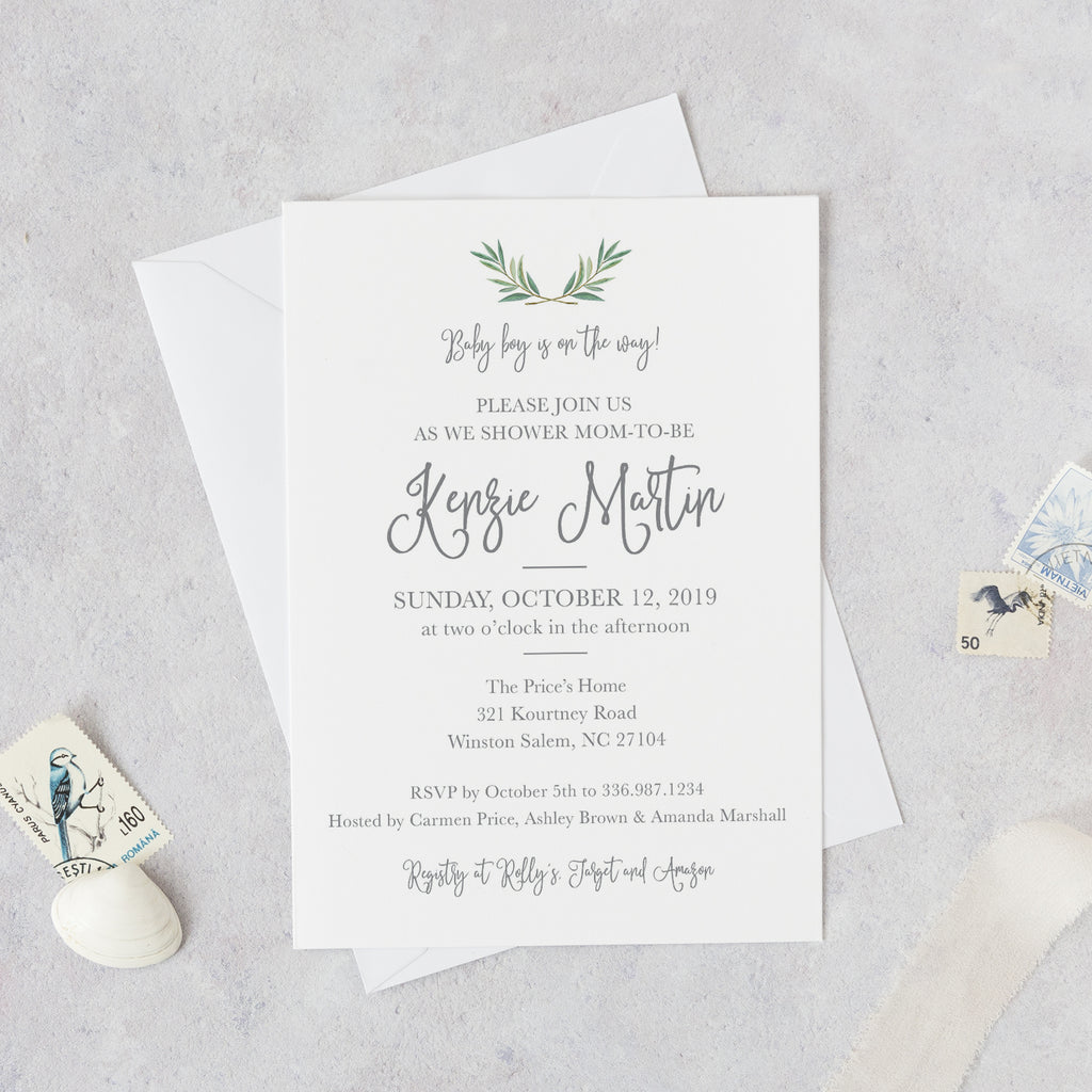 Greenery Baby Shower Invitation