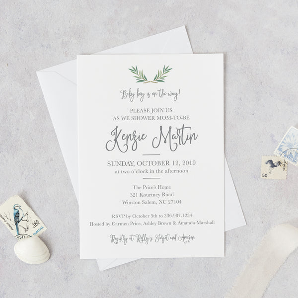 Greenery Baby Shower Invitation