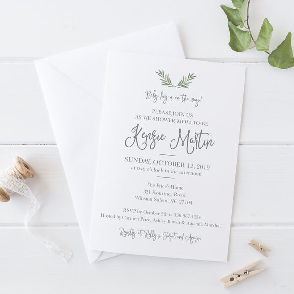 Greenery Baby Shower Invitation
