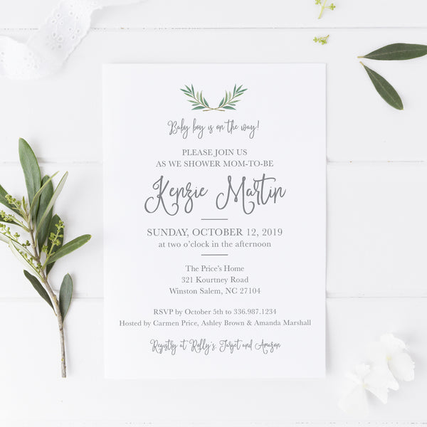 Greenery Baby Shower Invitation