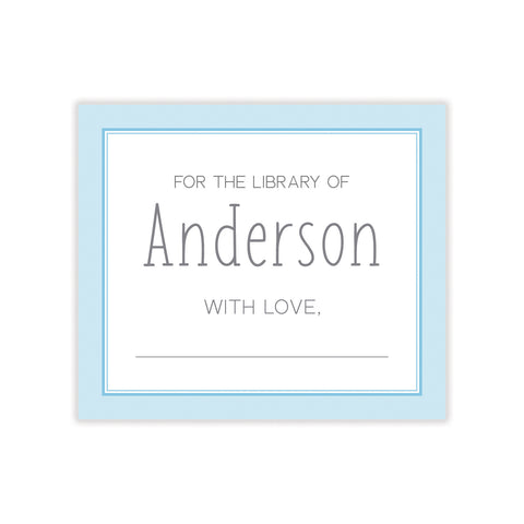 Baby Blue Bookplate Sticker