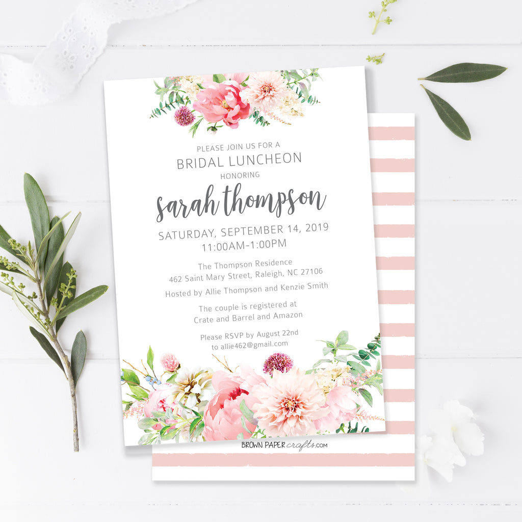 Floral Bridal Luncheon Invitation