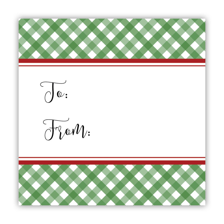 Green Gingham To & From Stickers