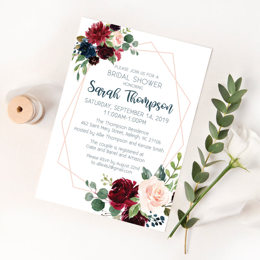 Winter Floral Bridal Shower Invitation