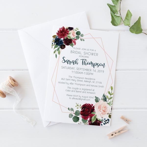 Winter Floral Bridal Shower Invitation