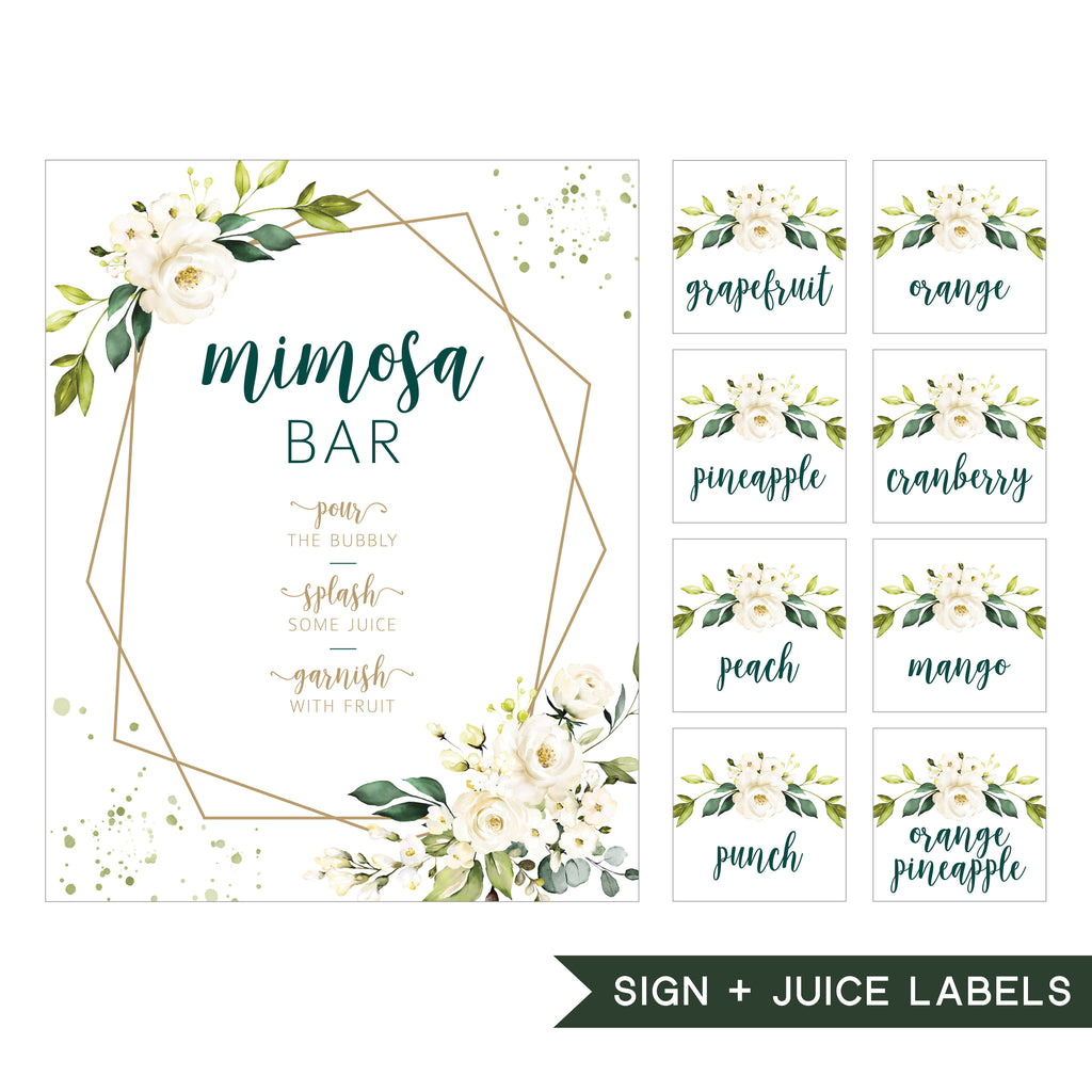 Mimosa Bar Sign (Greenery) - Modern MOH
