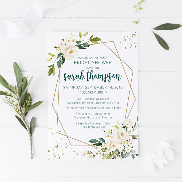 Floral & Gold Bridal Shower Invitation
