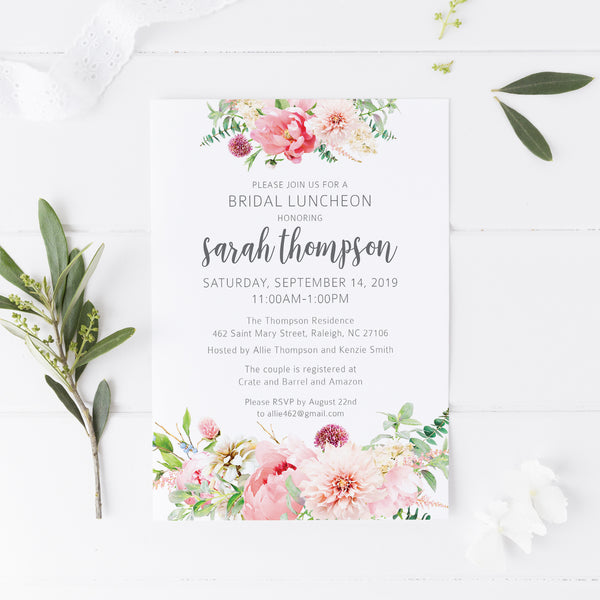 Floral Bridal Luncheon Invitation