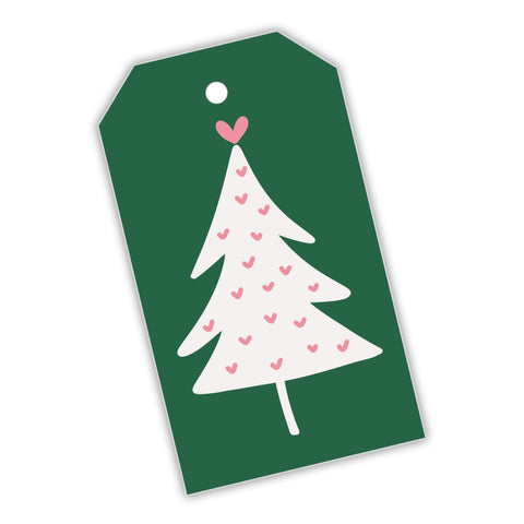 Pink Christmas Tree Gift Tags