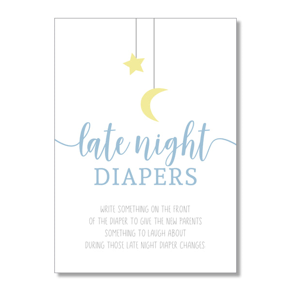 Stars & Moon Late Night Diapers Sign
