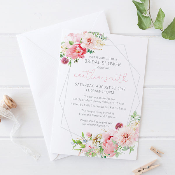 Floral & Stripe Bridal Shower Invitation