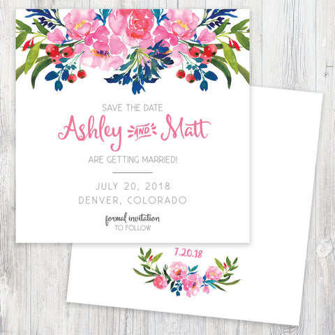 Watercolor Floral Save the Date